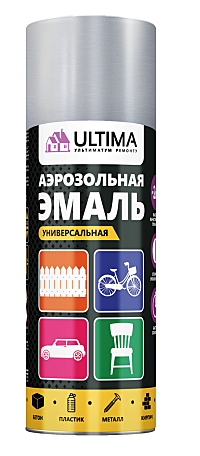 Ultima СЕРЕБРЯНЫЙ МЕТ  краска аэрозольная с металл. эффектом, 520 мл. 