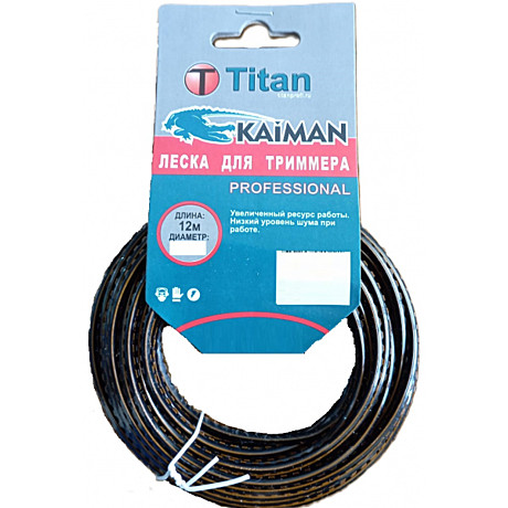Леска для триммеров KAIMAN PROFESSIONAL (картон) 4.00мм*6м, черн+оранж.TITAN