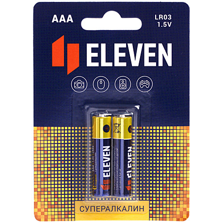 Батарейки ELEVEN SUPER AAA (LR03) алкалиновая, BC2, 2шт/уп