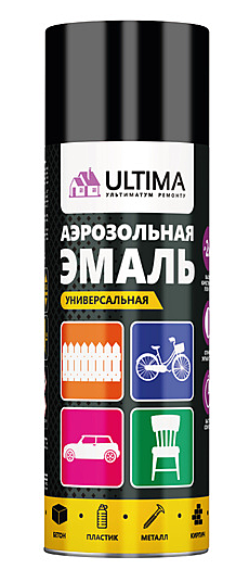 Ultima ЧЕРНЫЙ ГЛЯНЦЕВЫЙ RAL 9005, краска аэрозольная универсальная, 520 мл. 