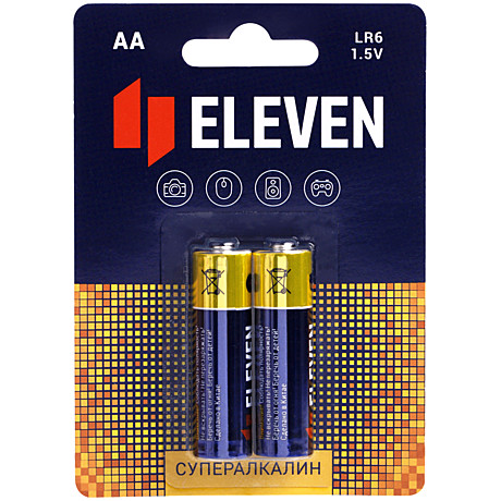 Батарейки ELEVEN SUPER AA (LR6) алкалиновая, BC2, 2шт/уп