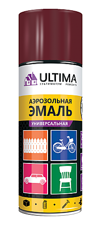 Ultima ВИННО-КРАСНЫЙ RAL 3005, краска аэрозольная универсальная, 520 мл.