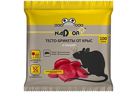 Мумифиц. приманка тесто-сыр. брикеты NADZOR 100г от грызунов (50)
